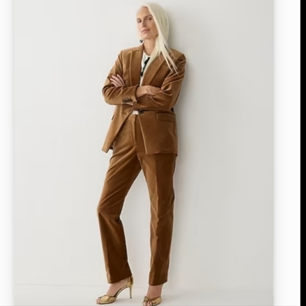 J Crew Full Length Kate Straight Leg Holiday Pants In Stretch Velvet